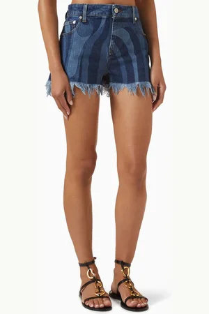 Puccini Marmo-print Shorts in Denim