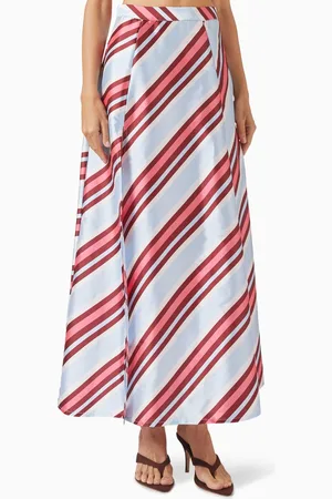 BOHEMIAN TRADERS Striped Circle Skirt in Taffeta