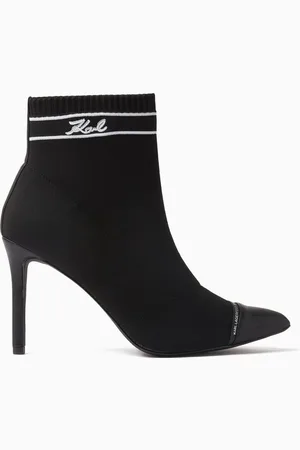 Karl Lagerfeld Pandora 95 Logo Ankle Boots in Stretch-knit & Leather