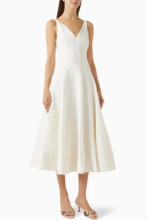 Staud Marieta Midi Dress in Cotton-blend