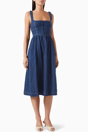 Reformation Tagliatelle Midi Dress in Denim
