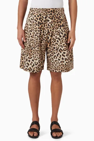 A PAPER KID Leopard Print Shorts in Cotton