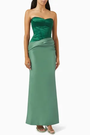 NAFSIKA SKOURTI Two-Tone Undressed Gown in Satin