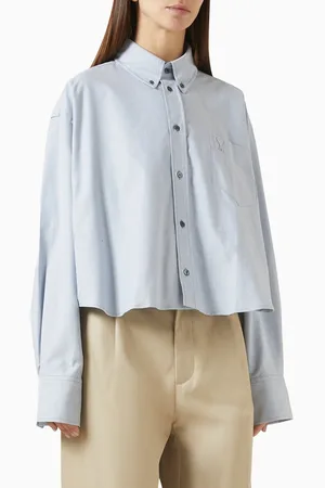 Ami Crop Oversized Shirt in Cotton