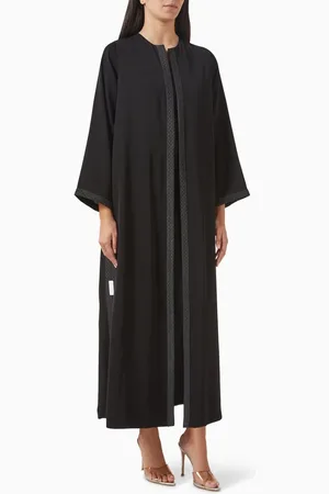 Hessa Falasi Embroidered-border Abaya in Nida