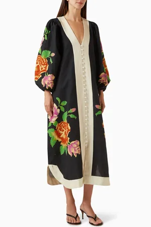 BOHEMIAN TRADERS Rosetta Kaftan Dress in Linen Blend