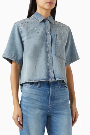 Maje Studded Shirt in Denim