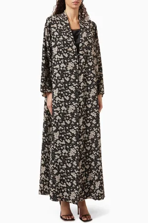Hessa Falasi Floral-print Abaya in Chiffon