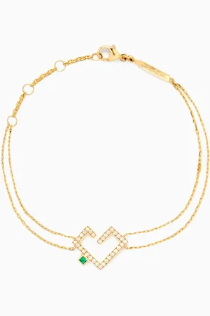 Yataghan Small Hubb Diamond & Emerald Bracelet in 18kt Gold