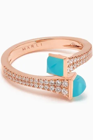 Marli Cleo Diamond Wrap Ring with Blue Chalcedony in 18kt