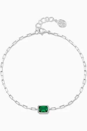 Dower and Hall Garnet Octagon Humbug Bracelet in Sterling