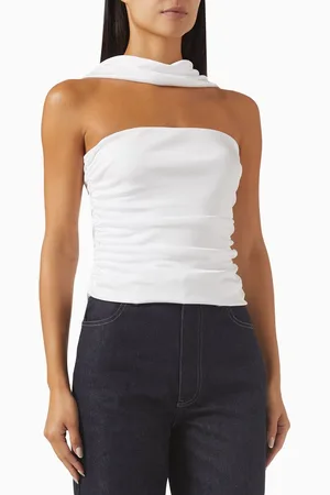 ET OCHS Joss Ruched Crop Top in Jersey