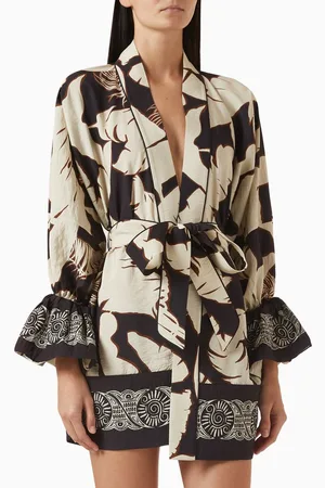 Maison La Plage Fiji Ruffled-sleeve Kaftan in Viscose Blend