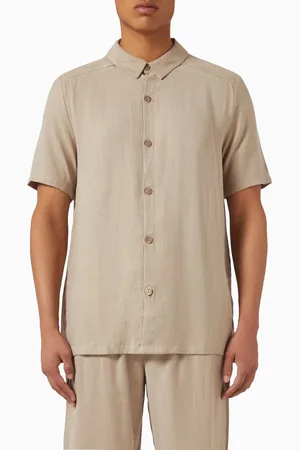Hanro Short Sleeve Shirt in Linen-blend