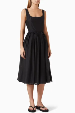 12 STOREEZ Midi Flared Dress in Cotton-blend
