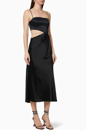 NAFSIKA SKOURTI Carla Midi Dress in Satin