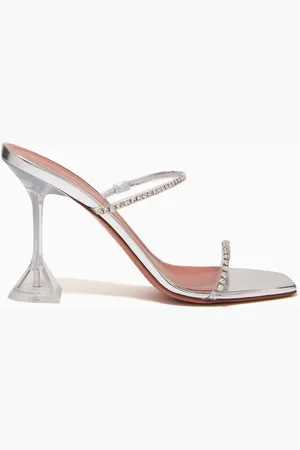 Amina Muaddi Gilda 95 Crystal Mule Sandals in PVC