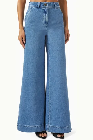 Toccin Eileen Wide-leg Slit Jeans in Denim