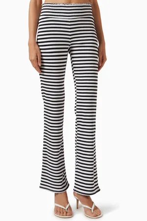 Frankies Bikinis Bambi Striped Flare Pants in Cotton Blend