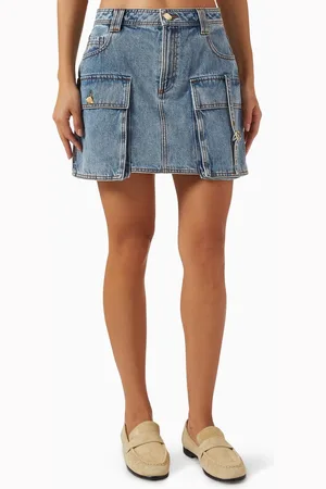 AJE Juno Micro Mini Skirt in Denim