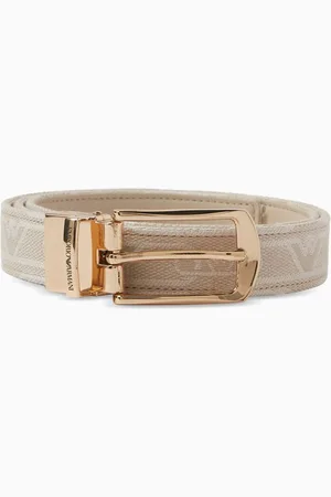 Emporio Armani EA Classic Buckle Reversible Belt in Woven Leather