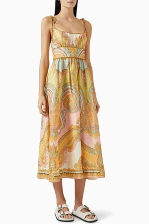 ZIMMERMANN Maxine Picnic Midi Dress in Linen