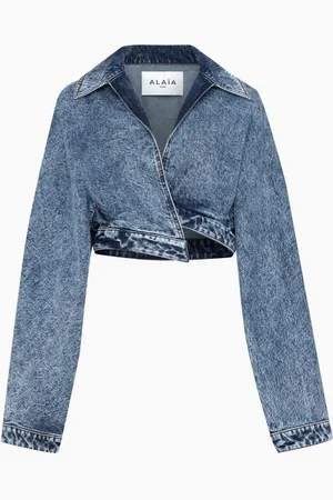 Alaïa Spiral Cropped Jacket in Denim