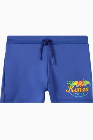 Kenzo Graphic Logo Print Swim Trunks in Stretch Nylon