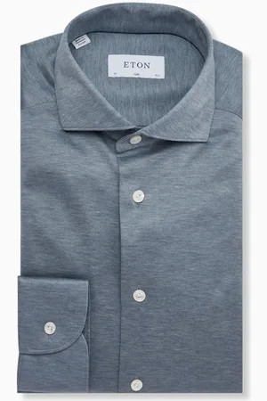 Eton Knitted Shirt in Filo di Scotia Jacquard