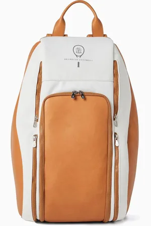 Brunello Cucinelli Padel Backpack in Leather & Techno Fabric