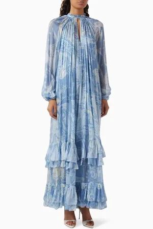 Hemant & Nandita Tiered-hem Maxi Dress