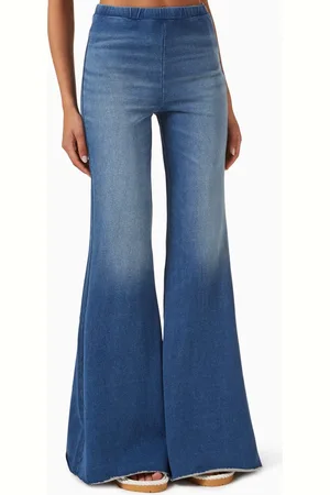 GOOD AMERICAN Jeanius Pull-on Flare Pants in Cotton