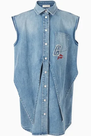 Golden Goose Front knot & Embroidery Dress in Denim