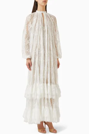 Hemant & Nandita Tiered-hem Maxi Dress in Lace
