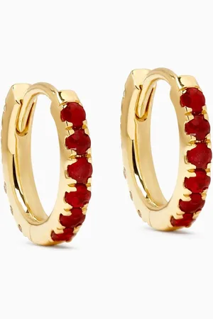 Fergus James Ruby & Diamond Huggies in 18kt Gold