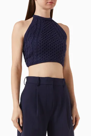 Staud Lori Crop Top in Cotton-knit