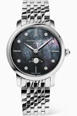 Frederique Constant Slimline Moonphase Diamond Quartz Stainless Steel Watch, 30mm