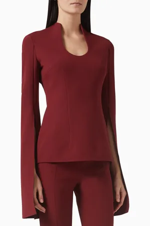 Safiyaa Thais Slit-sleeve Top in Heavy Crepe
