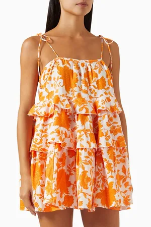 Morton Mac Astrid Tiered Mini Dress in Linen