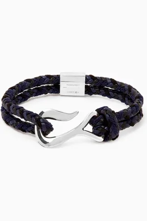 Bottega Veneta Braid Bracelet in Leather & Sterling Silver