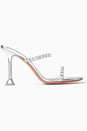 Amina Muaddi Gigi 95 Slipper Mules in Metallic Leather