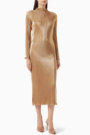 Never Fully Dressed Sophia Plisse Midi Dress