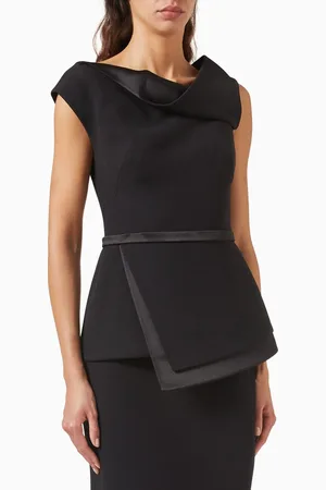Safiyaa Farrah Peplum Top in Crepe & Stretch-satin