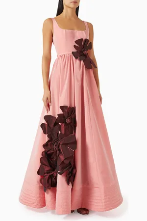 Tuvanam Floral Applique Gown in Taffeta