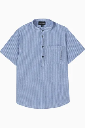 Emporio Armani Stand-up Collar Shirt in Cotton-blend