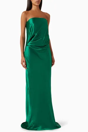 The Sei Draped Strapless Gown in Satin