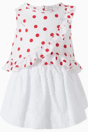 MONNALISA Polka Dot Co-ord Set in Cotton Poplin