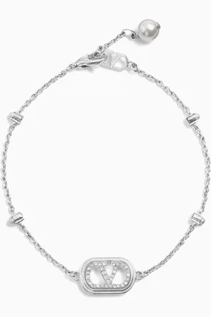 VALENTINO GARAVANI VLOGO Swarovski® Signature Bracelet in Rhodium-tone brass