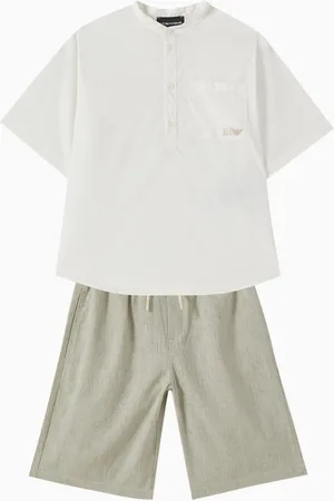 Emporio Armani Bermuda Shorts & Shirt in Linen-blend