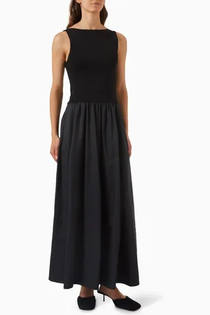 St Agni Bateau Cut-out Maxi Dress in Viscose Blend & Cotton